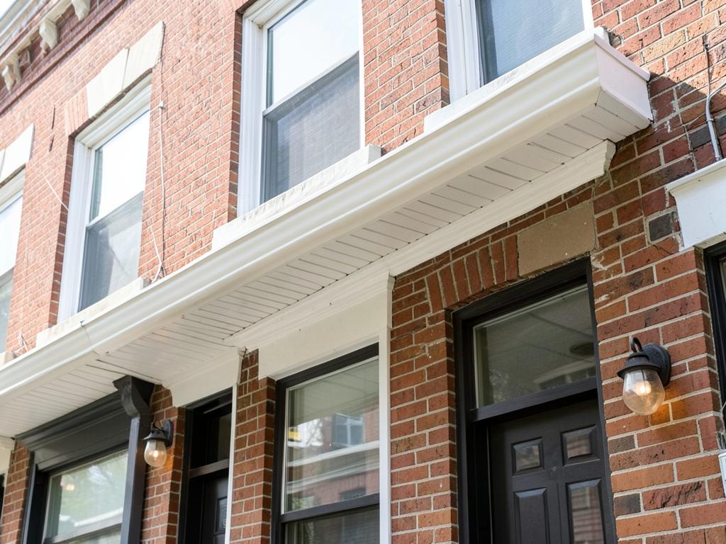Gutter and downspout drainage work on a Chicago two-flat